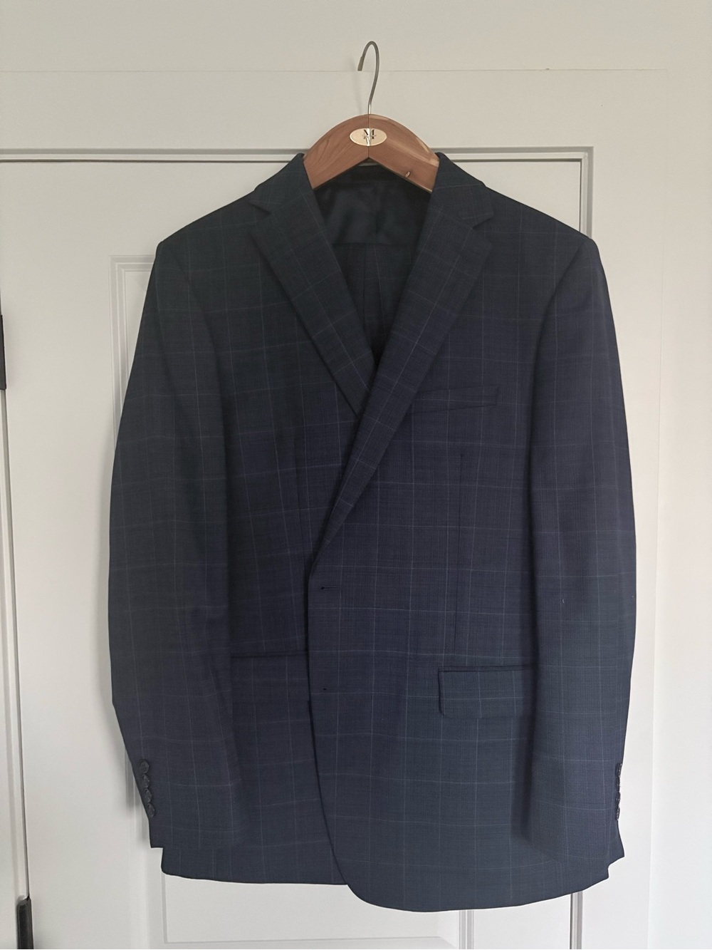 Calvin Klein Dark Navy Windowpane Suit Jacket